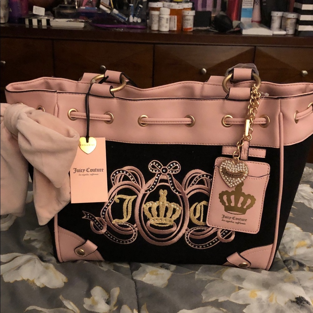 Juicy Couture Juicy Lovers Club Black and Pink Daydreamer tote bag